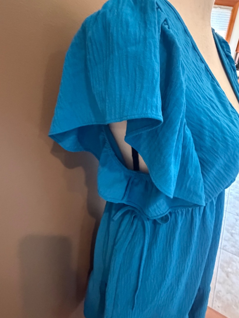 Max Studio V-Neck Tiered Minidress Cobalt Blue, Size Medium - Picture 3 of 13